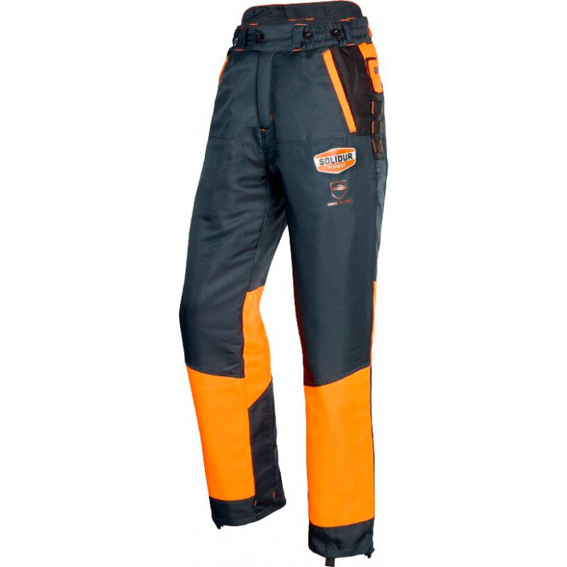 PANTALÓN ANTICORTE SOLIDUR AUPA CLASE 1 TIPO A COLOR GRIS/NARANJA