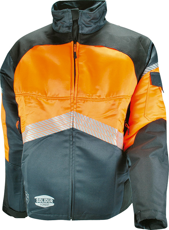 CHAQUETA CON PROTECCIÓN ANTICORTE SOLIDUR AUVE CLASE 1 COLOR GRIS/NARANJA