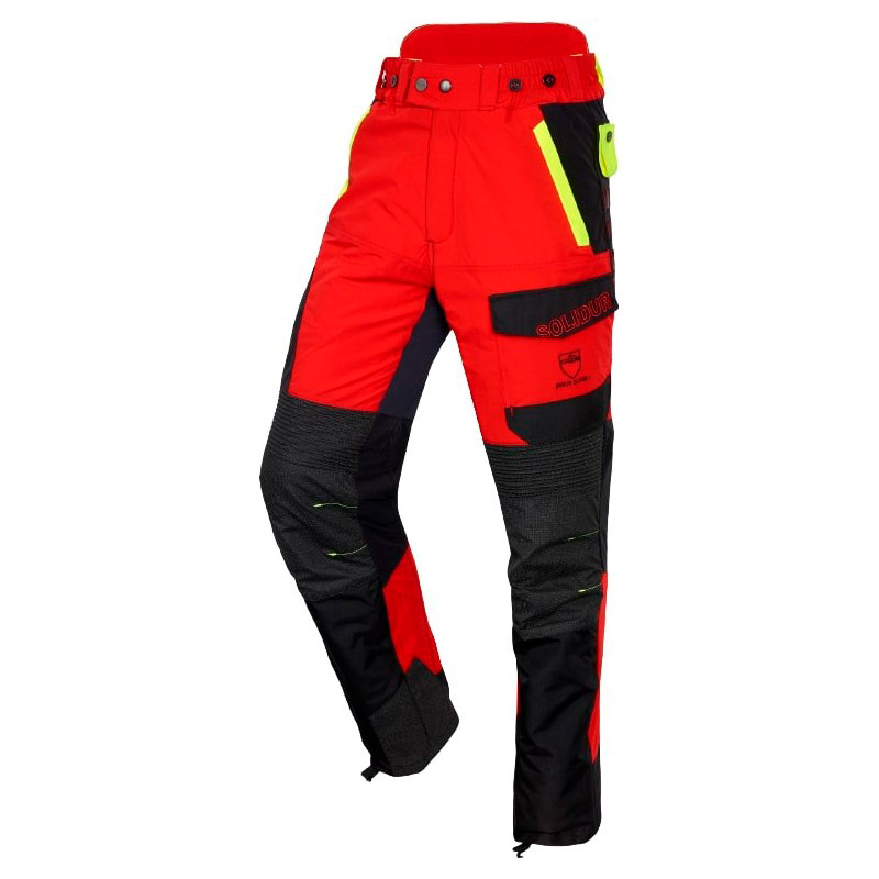 PANTALÓN ANTICORTE SOLIDUR INFINITY CLASE 1 TIPO A COLOR ROJO/NEGRO